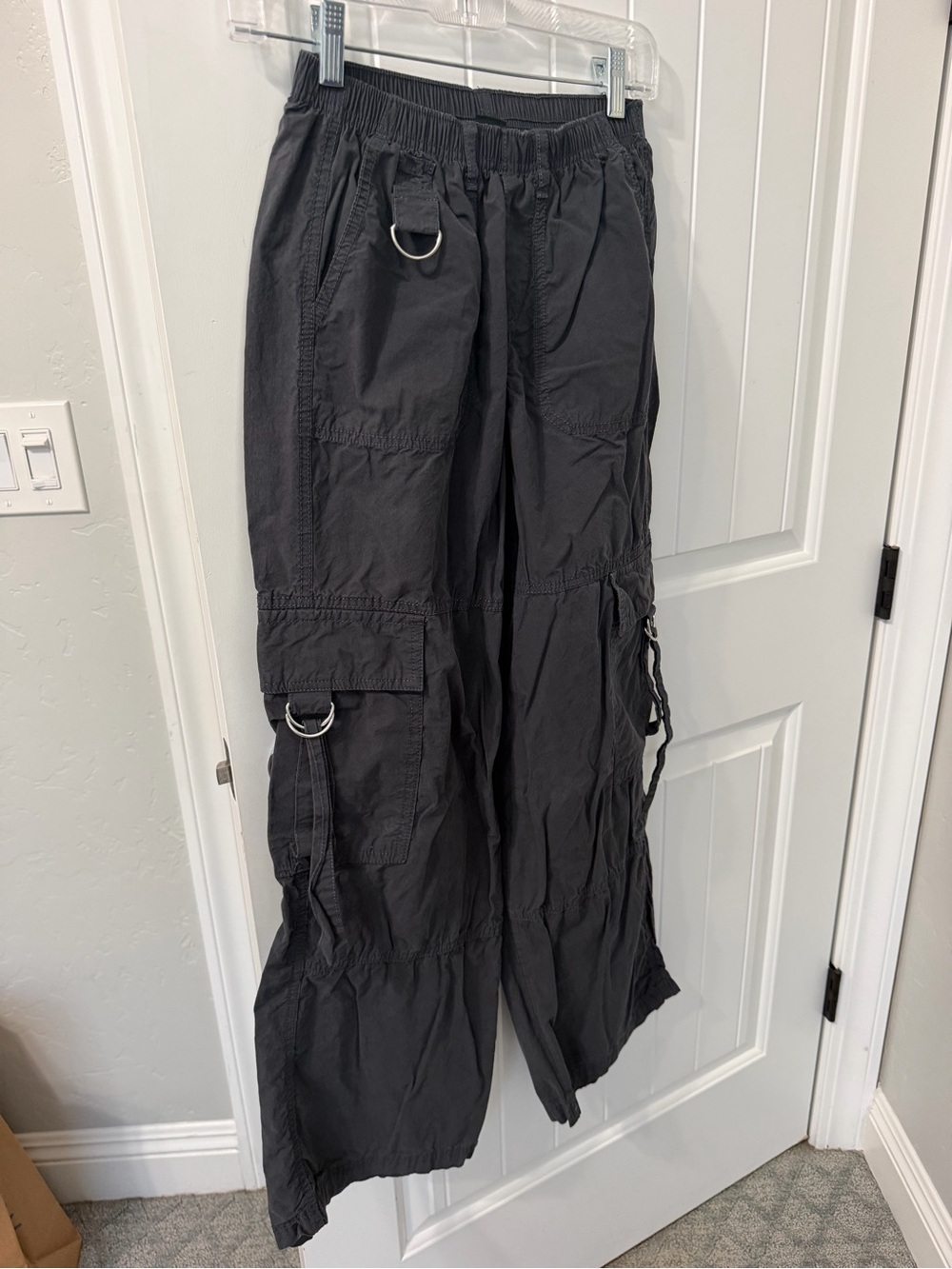 wild fable Black Wide-Leg Cargo Pants with D-Ring Details